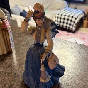 Avon Victorian Lady Figurine in Blue and Cream